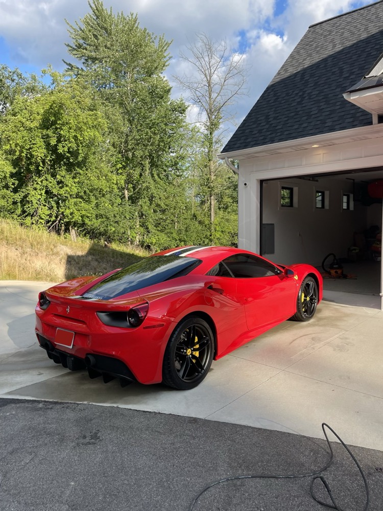 Red Ferrari 488 GTB after a full exterior detail